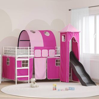 vidaXL vidaXL Struttura del letto loft per bambini Bianco e Rosa 100 x 200 cm