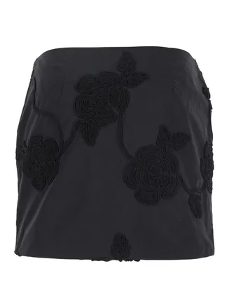 Rotate 3D Floral Appliqu&eacute; Mini Skirt - Black