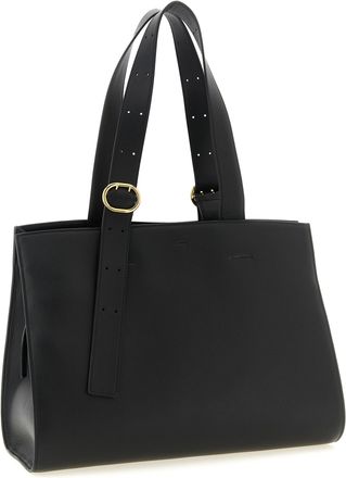 Jil Sander Womens Calfskin Tote Black Leather