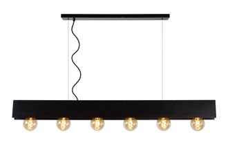 Lucide SURTUS Dimmable Adjustable Indoor Industrial Bar Pendant Light 6xE27 in Black