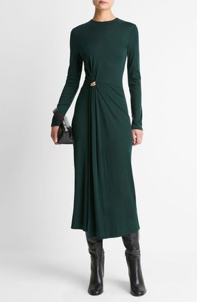 Vince Wool Blend Drape Midi Dress in Juniper at Nordstrom, Size Xx-Small