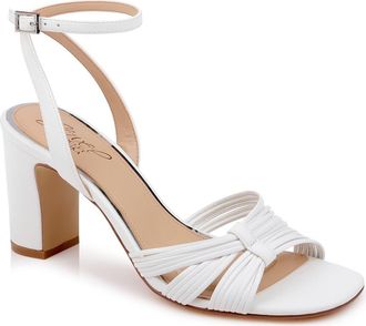 Badgley Mischka Zaylee Ankle Strap Sandal in White Leather at Nordstrom, Size 8.5