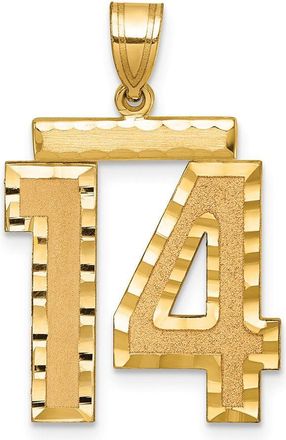 Diamond2Deal 14k Yellow Gold Large Brushed Diamond-cut Number Charm Pendant