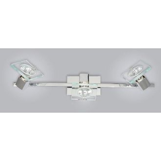Top-Light Applique Contemporanea Square Metallo Cromo Vetro Bianco Extrachiaro 3 Luci Gu10
