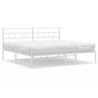 Berkfield Home Metal Bed Frame with Headboard White 183x213 cm