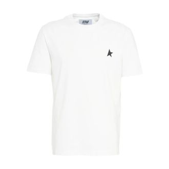 Golden Goose T-Shirts, male, White, XL, Star Logo Crew Neck T-Shirt