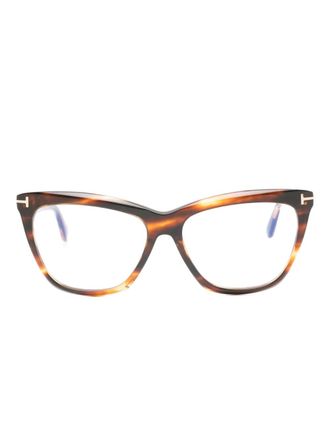 Tom Ford Eyewear cat-eye glasses - unisex - Acetate - 56 - Brown