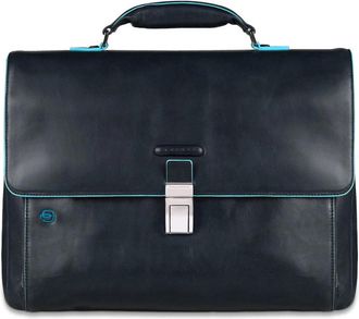Piquadro Expandable Laptop Briefcase 15-6 - Heren - Laptoptassen - Blauw - ONE Size - Leer - Tassen