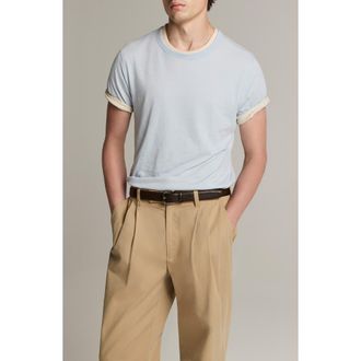 Vince Fine Slub Layered Look Pima Cotton T-Shirt in Playa Blue/smock Whi at Nordstrom, Size Xx-Large
