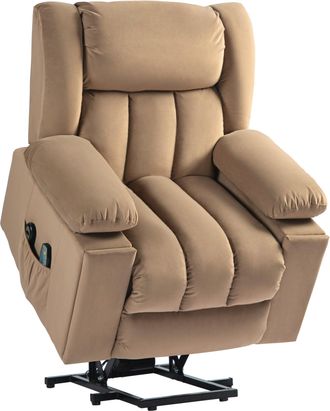 HOMCOM Power Lift Recliner Chair With Vibration Massage - USB - Light Grey | TJ Hughes Brown