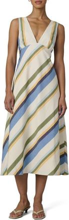 Joe's The Joni Stripe Cotton Blend Midi Dress in Azure Variegated Stripe at Nordstrom, Size X-Small