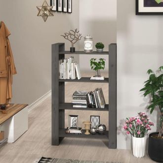 vidaXL Vidaxl - Book Cabinet/Room Divider Grey 80x35x125 cm Solid Wood Pine