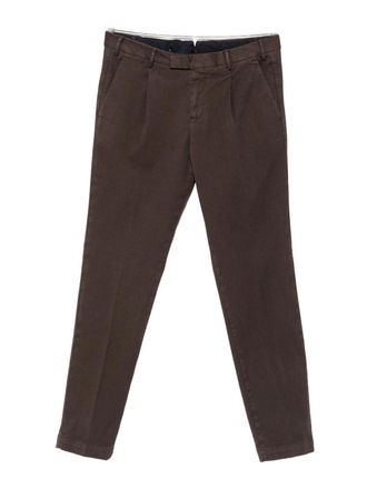 Pantaloni Torino Brown Smart-Casual Trousers With Pleats