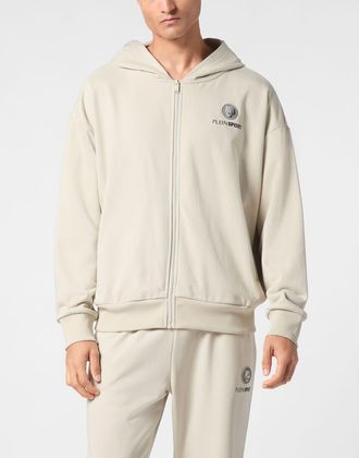 Plein Sport Oversize Zipped Hoodie Sweatshirt Ls Scratch Men in Grey at Nordstrom, Size Xxx-Large