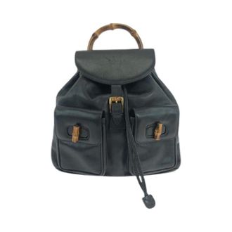Gucci Pre-owned Backpacks, female, Black, Size: ONE SIZE Pre-owned Bamboo Leather Backpack