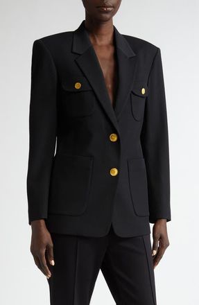 St. John Stretch Twill Blazer in Black at Nordstrom, Size 16