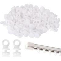 OEM 100 Ruletas Para Tringle &Agrave; Rideaux, Crochets De Rideaux En Plastic Blanc, Roulettes Faciles &Agrave; Faire Glisser, Adapt&eacute;es Aux Fen&ecirc;tres, Aux Portes Et Aux 