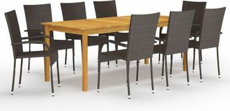 vidaXL Juego De Comedor De Jard&iacute;n De 9 Piezas Marr&oacute;n Vidaxl
