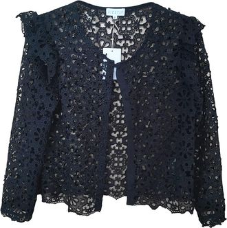 Claudie Pierlot Black Lace Ruffle Jacket Size XS