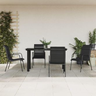vidaXL Set da Pranzo da Giardino 5 pz Nero in Acciaio e Textilene - Vidaxl