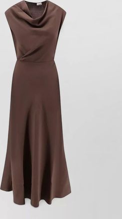 Brunello Cucinelli virgin wool draped sleeveless flared midi dress