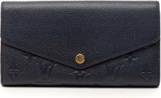 Louis Vuitton Marine Rouge Navy Leather Long Wallet (Bi-Fold) (Pre-Owned)