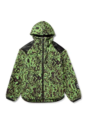 Acne Studios Printed Fleece and Crinkled Faux Leather Hooded Jacket