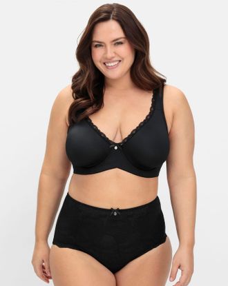 Sheego B&uuml;gel-BH SHEEGO, Damen, Gr. 11,5, Cup E, schwarz, 82% Polyamid, 18% Polyester, Spitze:10% Elasthan, 90% Polyamid, BHs B&uuml;gel-BH