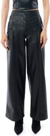 LBLC The Label Clark Faux Leather Wide Leg Pant In Black