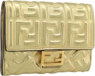 Fendi Pre-owned Vintage Zucca Bifold Portemonnee - Dames - Vintage Accessoires - Geel - ONE Size - Leer - Vintage