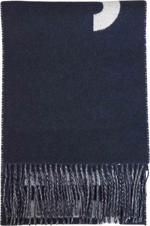 Jacquemus Fringe Logo Sjaal - Heren - Wintersjaals - Blauw - ONE Size - Wol - Accessoires
