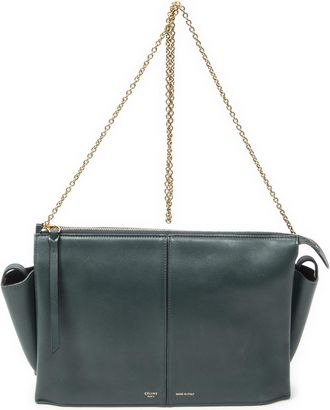 Celine Pre-owned Womens Trifold Clutch On Chain Shoulder Bag - Green - One Size