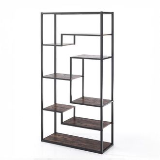 Oresteluchetta Estanter&iacute;a Industrial Metal Negro Y Estantes De Madera 160 Cm Eugene