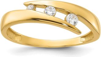 Diamond2Deal 14k Yellow Gold Polished Cubic Zirconia Fashion Ring