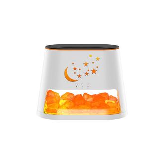 OEM Difusor De Aceites Esenciales, Humidificador Con Efecto Llama, Piedra De Sal De Cristal, Luz Ambiental Colorida, Blanco