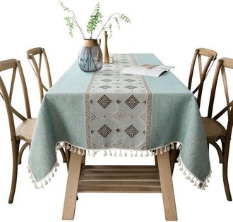 OEM Tovaglia Rettangolare Con Nappe, Lavabile, Ideale Per Tavoli Da Pranzo E Da Caff&egrave;, Colore Verde, 140 X 180 Cm