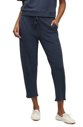 Barefoot Dreams Brushed Fleece Seamed Ankle Pants in Indigo at Nordstrom, Size X-Small