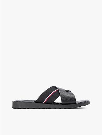 Tommy Hilfiger Leather Crossover Strap Cleat Sandals