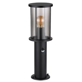Globo Lighting Lampada Da Terra, Segnapasso, Lampione Da Giardino, Lampada Da Esterno Con Rilevatore Di Movimento, Acciaio Inox, Vetro Fum&egrave;, E27, H 45 Cm