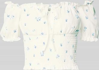 Only Slim Fit Blusentop mit Allover-Muster Modell HILLARY in Weiss, Gr&ouml;&szlig;e XL