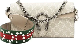 Gucci Beige Gg Supreme Canvas Web Dionysus E/W Small Flap Bag (Authentic Pre- Loved)