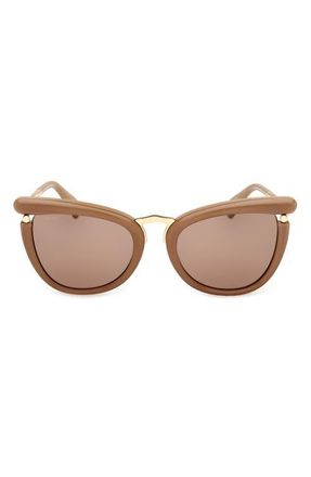 Max Mara 55mm Cat Eye Sunglasses in Camel /Ruthenium /Smoke at Nordstrom