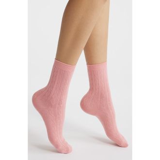 Hue Cable Crew Socks in Almond Blossom at Nordstrom