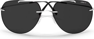 Silhouette TMA Collection Nash 8744/75 Polarized 7310 Mens Sunglasses Silver Size 59