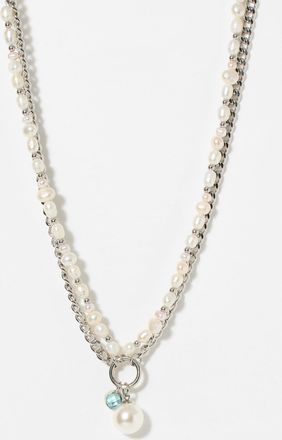 Vitaly Mens Sway chain and pearl necklace