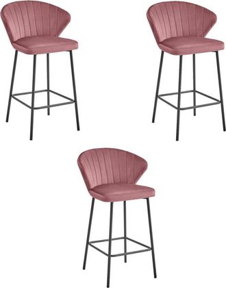 OEM Taburete Gatta - Terciopelo Rosa Oscuro / Patas Negras X 3