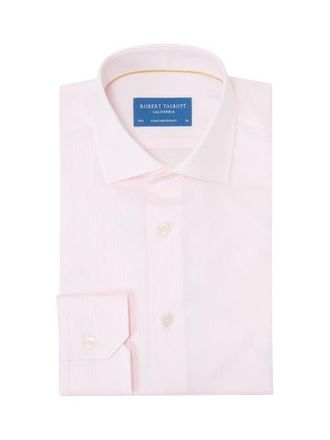Robert Talbott Reynolds Dobby Stripe Shirt in Contemporary Fit in Pink at Nordstrom, Size 17.5