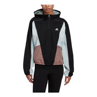 adidas (WMNS) adidas Black Hyperglam Hooded Track Tops Black White HZ9709