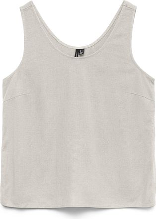 Vero Moda Blusenshirt VERO MODA VMMYMILO S/L TOP WVN GA, Damen, Gr. L, silber lining, Jersey, Obermaterial: 55% Viskose, 45% Leinen, unifarben, regular fit kurz