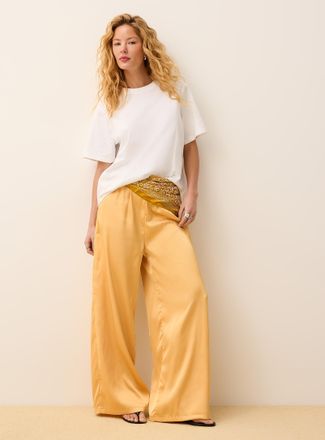 Icone Womens Lightweight satin wide-leg pant